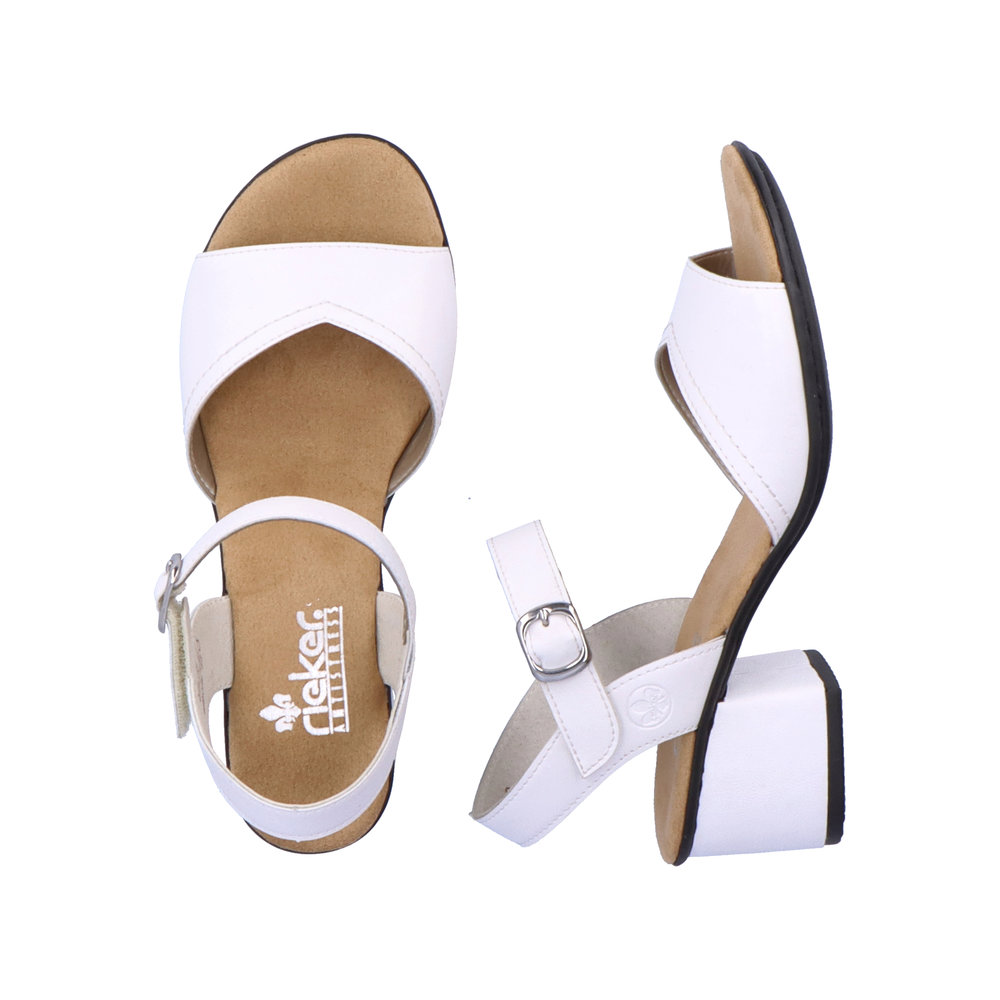 detail Dámské kožené sandály Rieker 64650-80 bílá