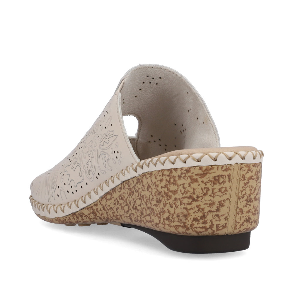 detail Dámské kožené pantofle Rieker 66191-60 béžová