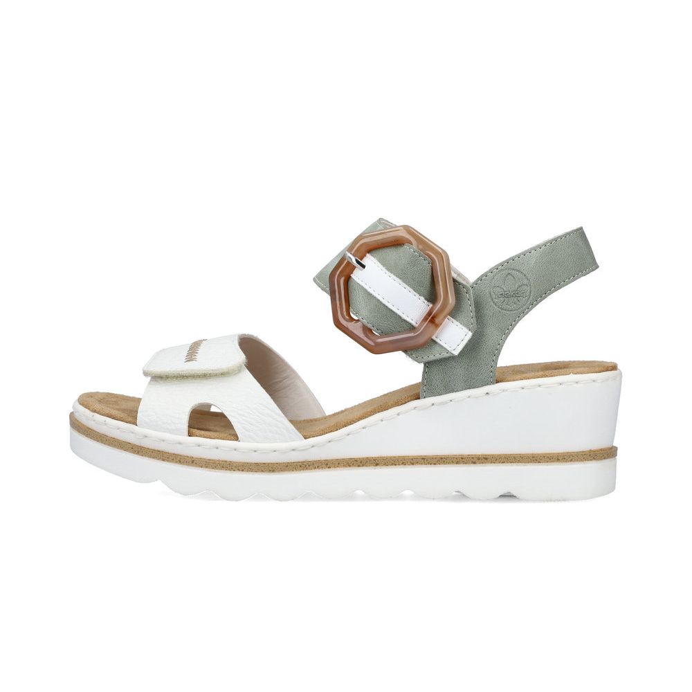 detail Dámské kožené sandály Rieker 67476-81 zelená