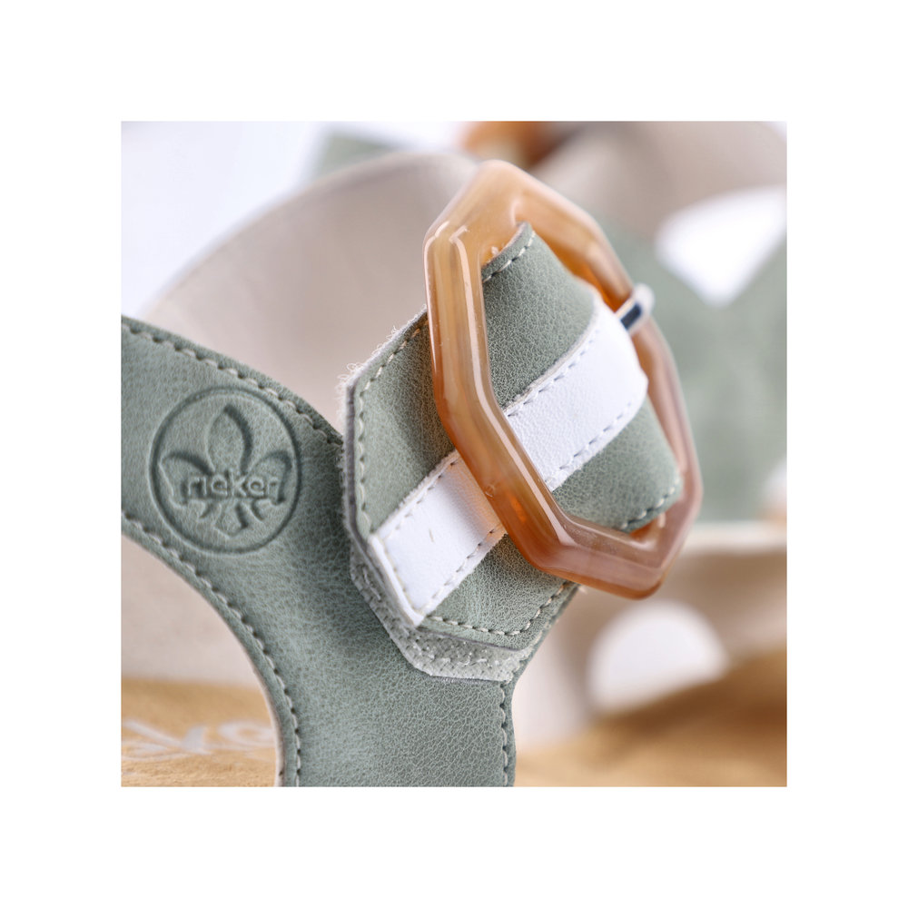 detail Dámské kožené sandály Rieker 67476-81 zelená