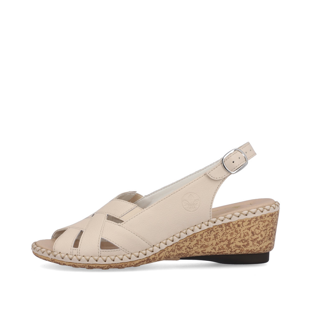 detail Dámské kožené sandály Rieker 66189-60 béžová