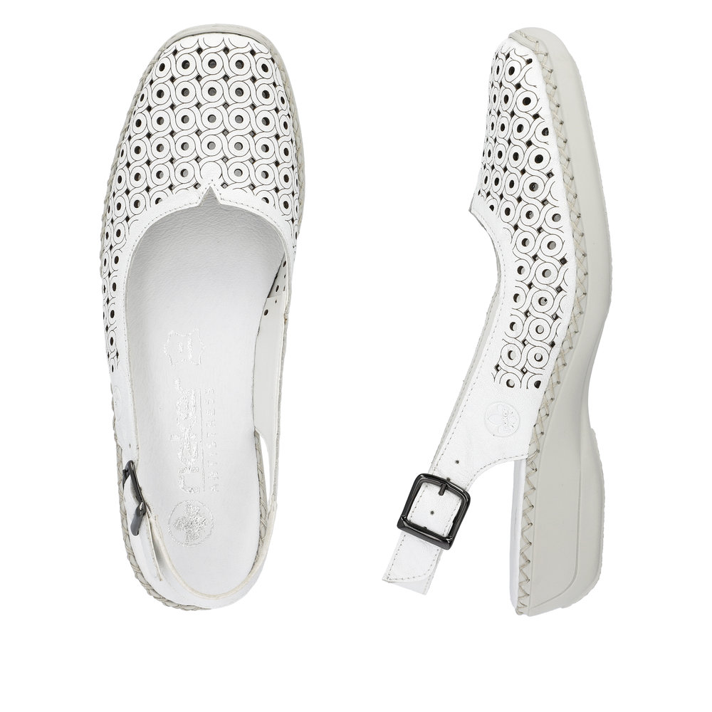 detail Dámské kožené sandály Rieker 41350-80 bílá