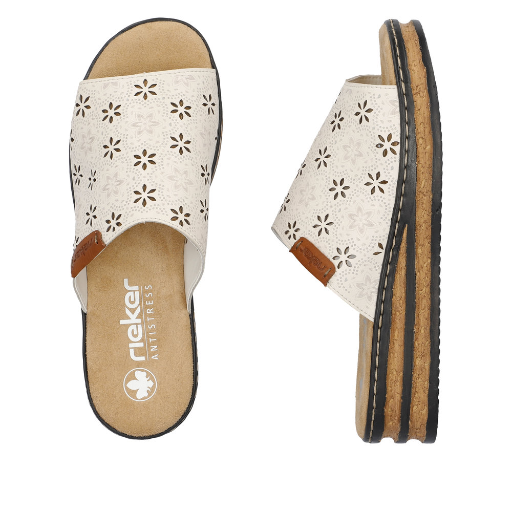 detail Dámské kožené pantofle Rieker 62955-60 béžová