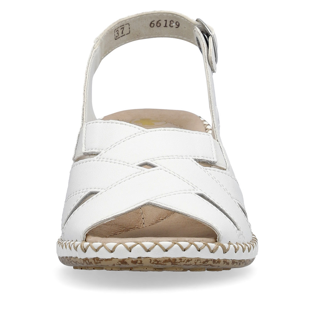 detail Dámské kožené sandály Rieker 66189-80 bílá