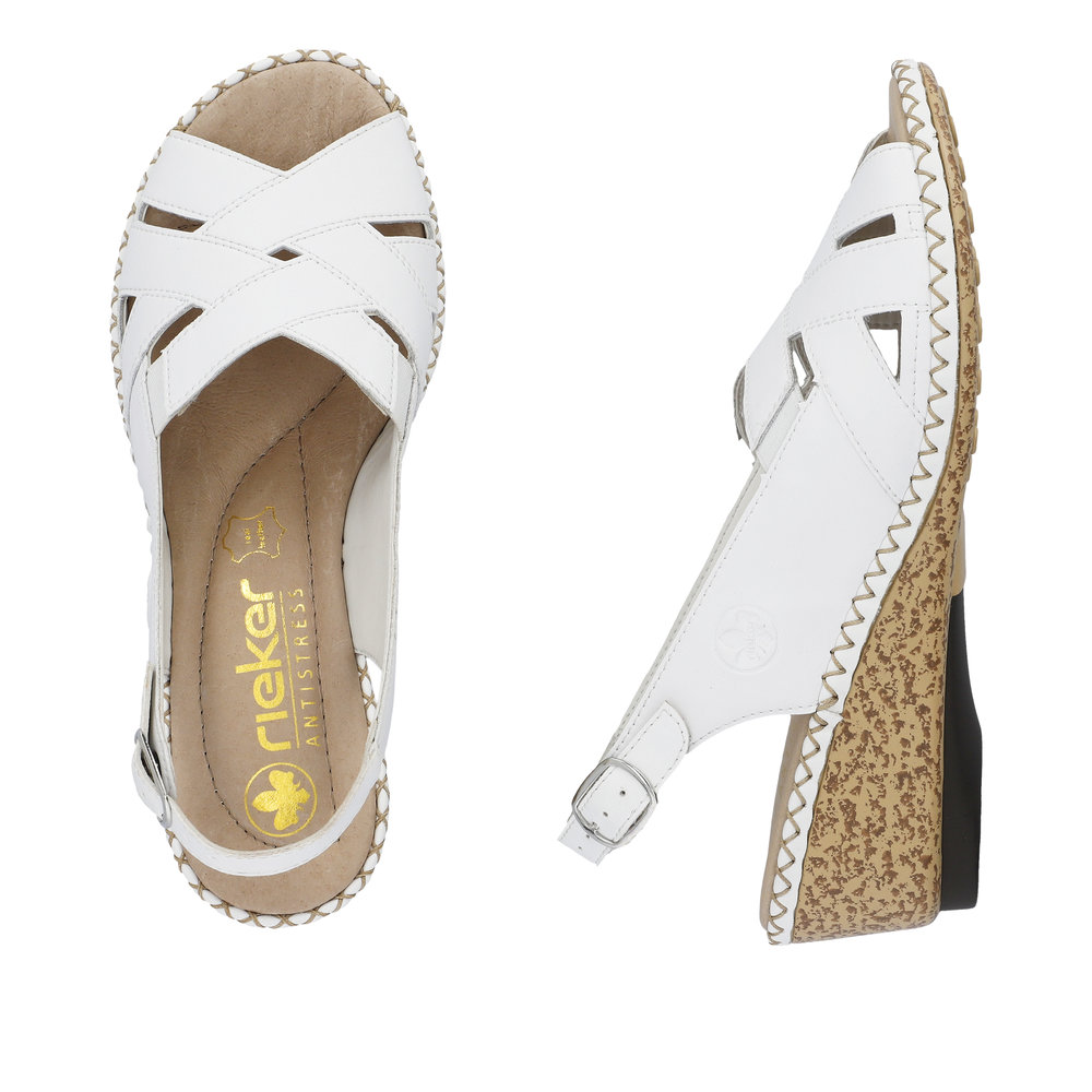 detail Dámské kožené sandály Rieker 66189-80 bílá
