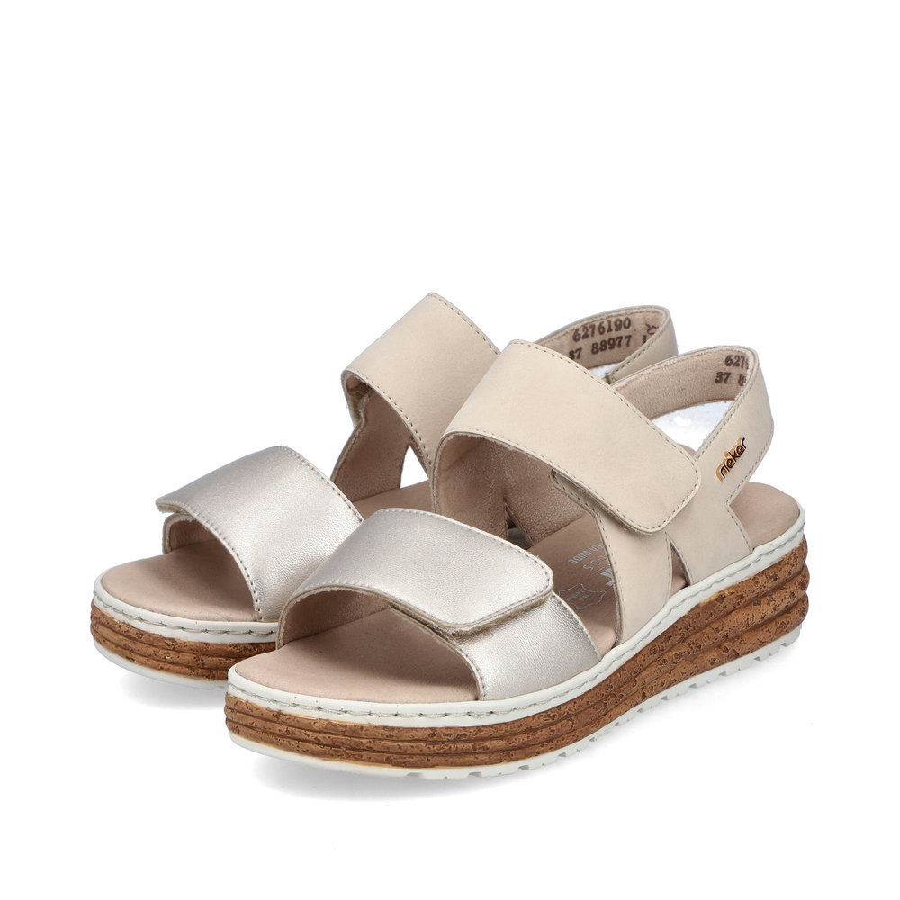 detail Dámské kožené sandály Rieker 62761-90 zlatá