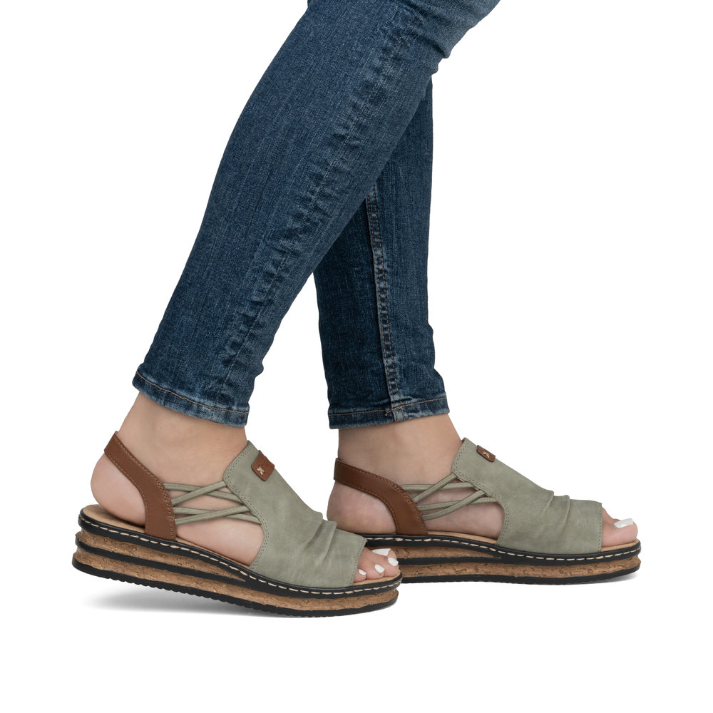 detail Dámské sandály Rieker 62962-52 zelená