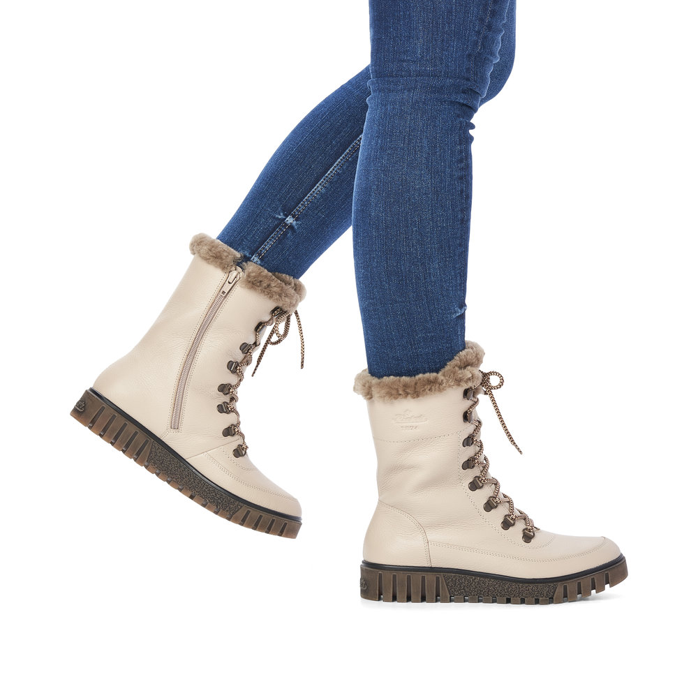 detail Dámská kožená kotníková obuv Rieker Y3405-60 béžová