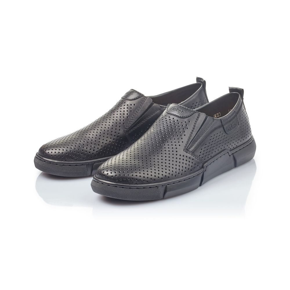 detail Pánské kožené mokasíny Rieker B1965-00 černá