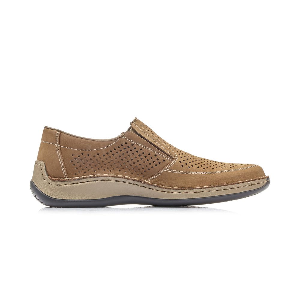 detail Pánské kožené polobotky Rieker 05277-64 béžová