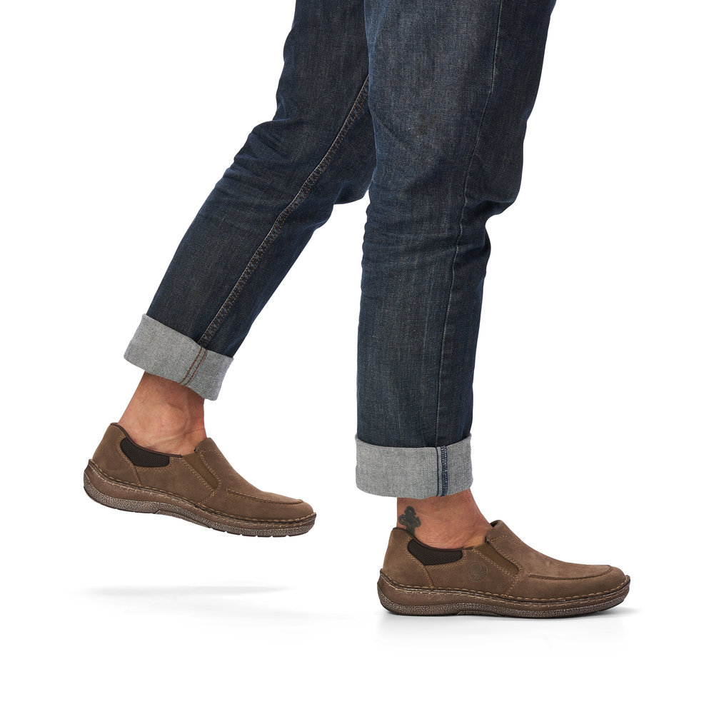 detail Pánské kožené mokasíny Rieker 03064-25 hnědá