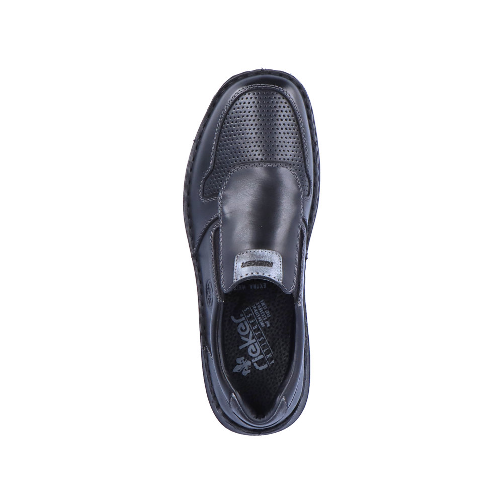 detail Pánské kožené mokasíny Rieker 03069-00 černá