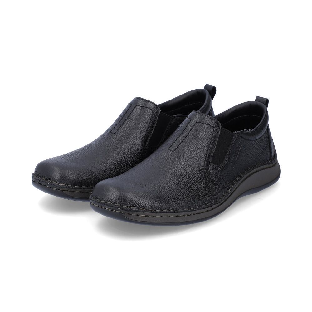 detail Pánské kožené mokasíny Rieker 05264-00 černá