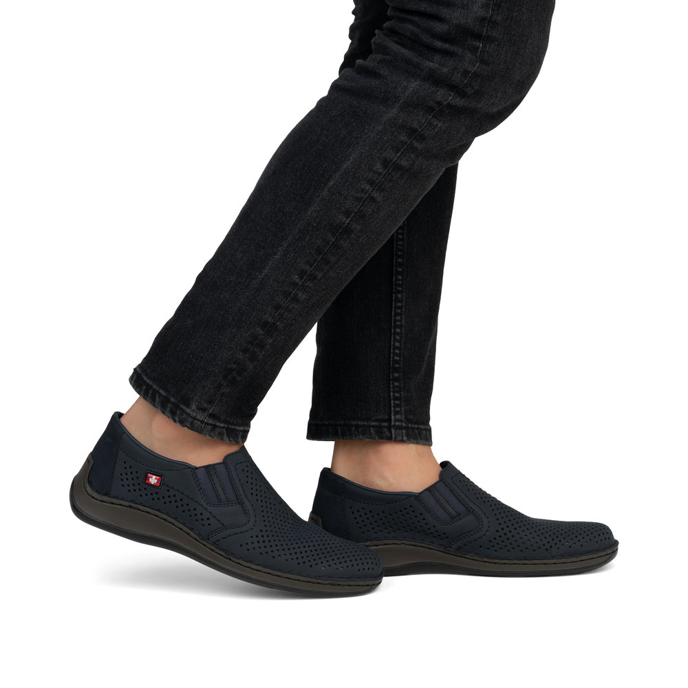 detail Pánské kožené mokasíny Rieker 05297-14 modrá