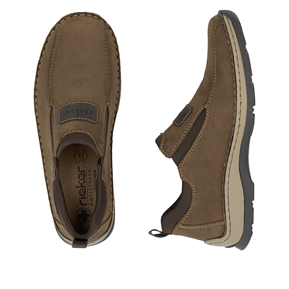 detail Pánské kožené mokasíny Rieker 05363-26 hnědá