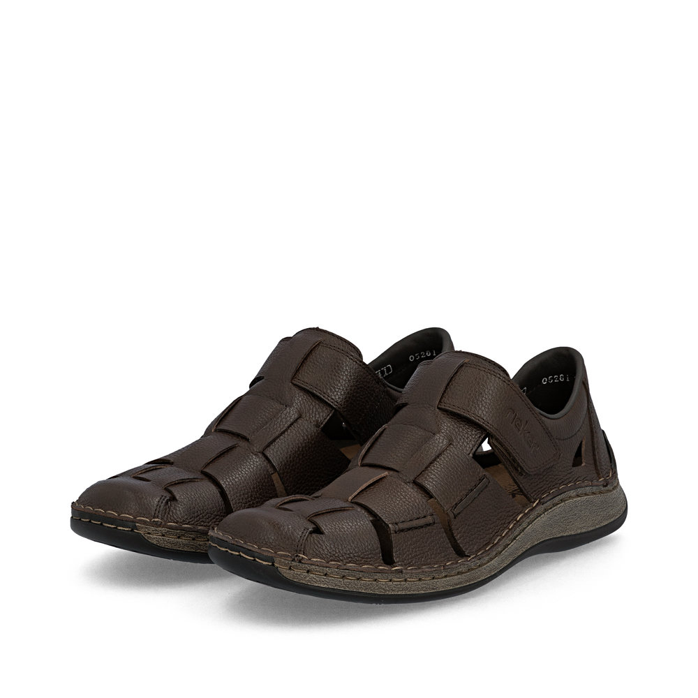 detail Pánské kožené sandály Rieker 05281-25 hnědá