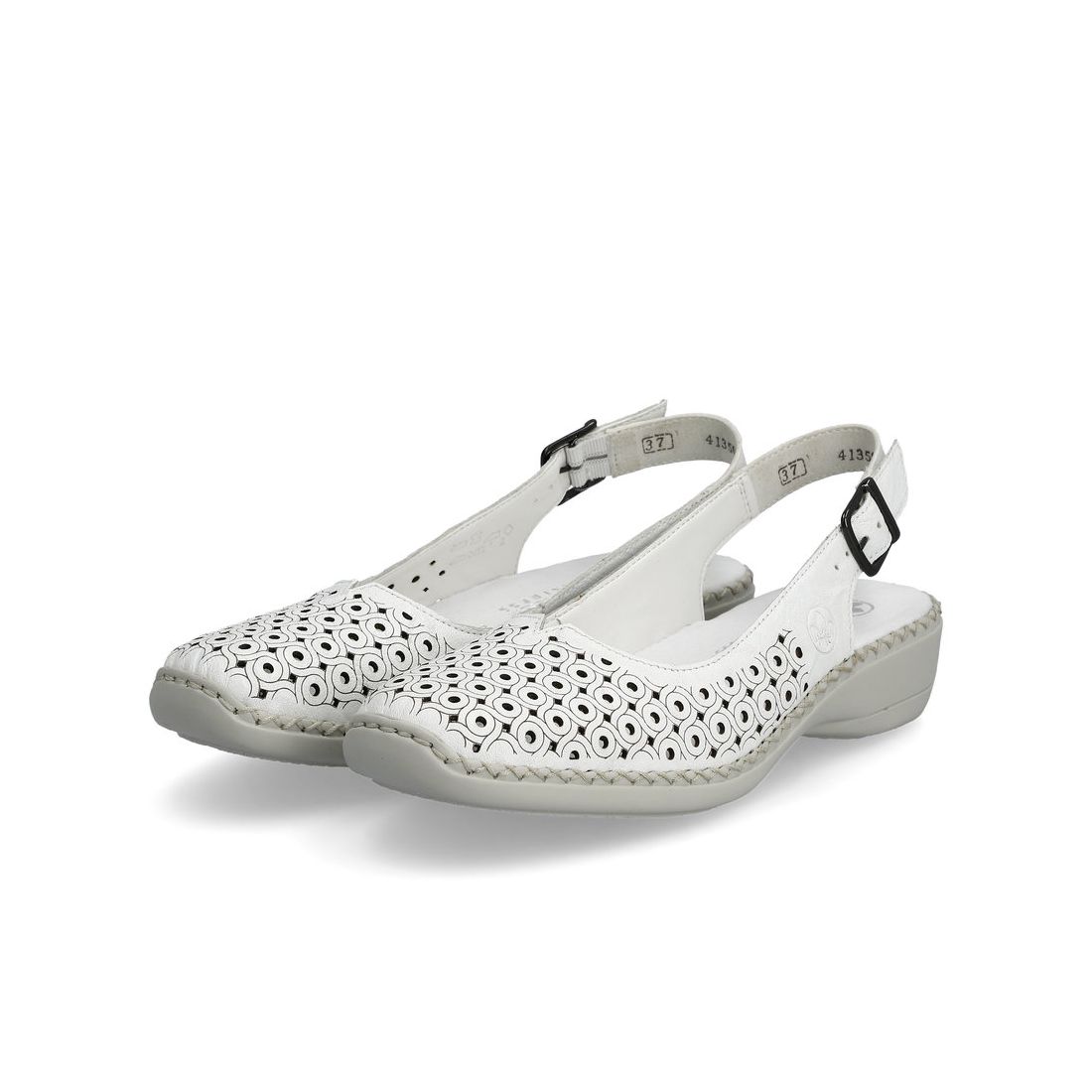 detail Dámské kožené sandály Rieker 41350-80 bílá