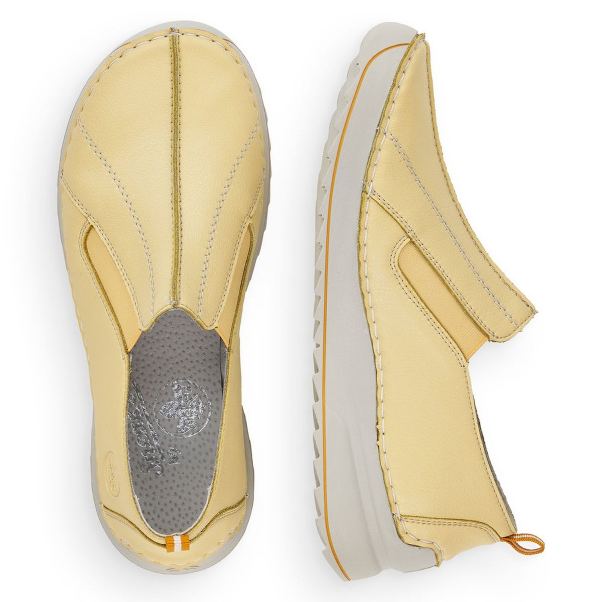 detail Dámské kožené mokasíny Rieker 51593-68 žlutá