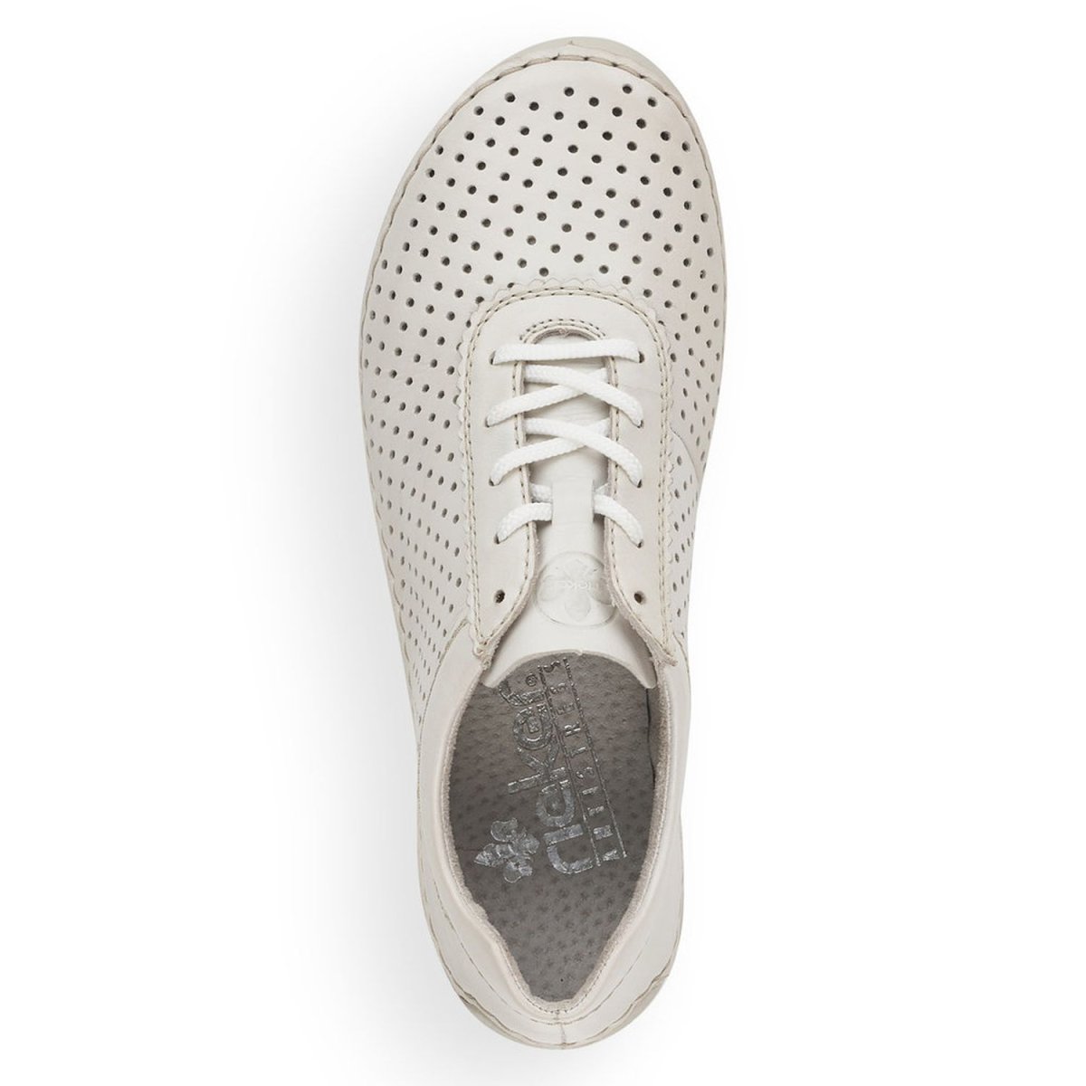 detail Dámské kožené polobotky Rieker 52529-80 bílá