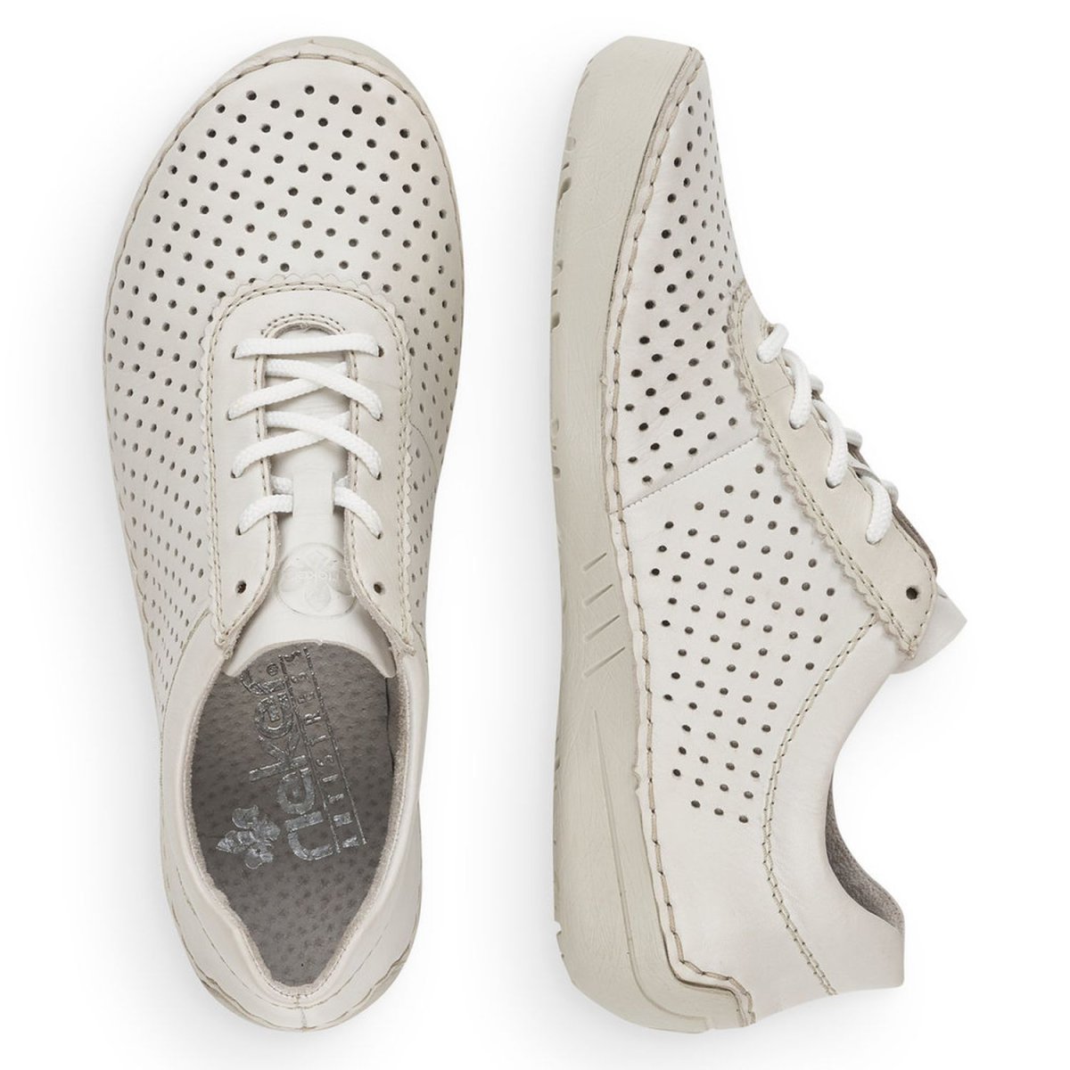 detail Dámské kožené polobotky Rieker 52529-80 bílá