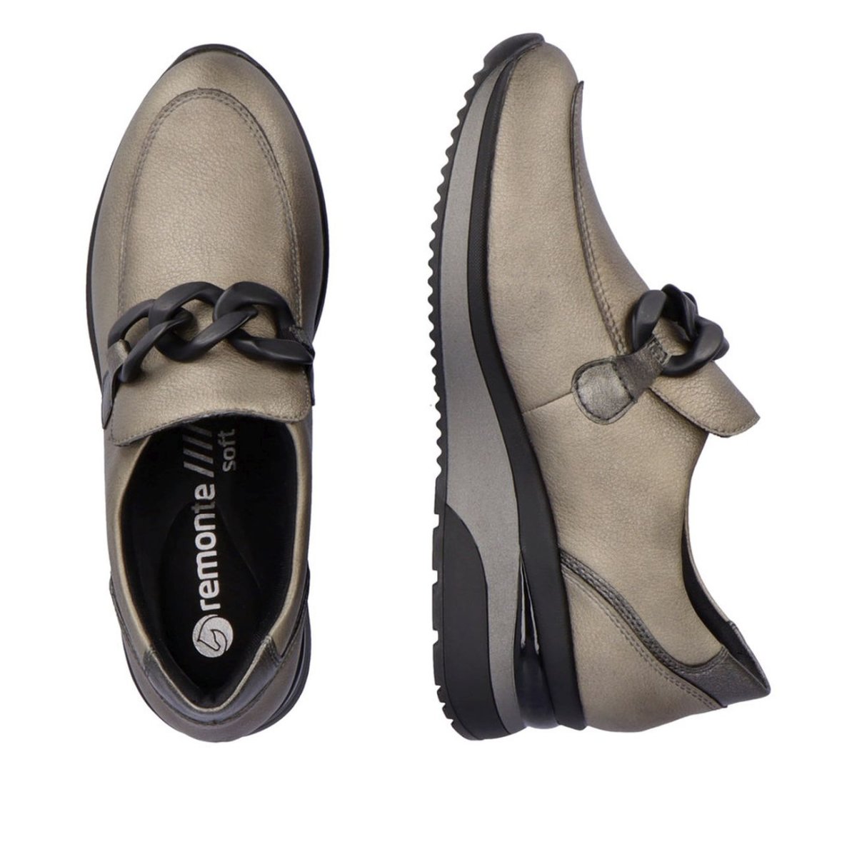 detail Dámské kožené mokasíny Remonte D2412-91 šedá