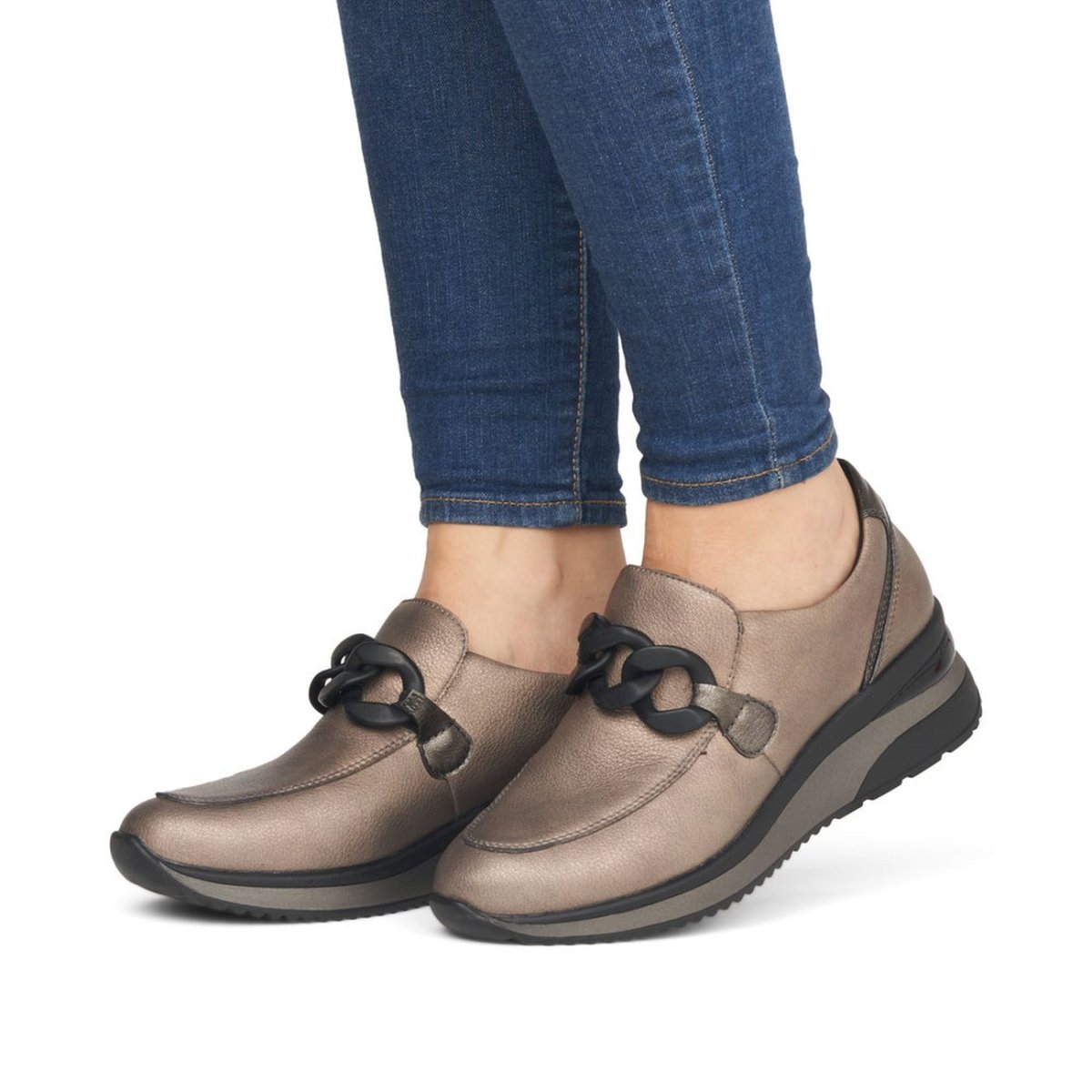 detail Dámské kožené mokasíny Remonte D2412-91 šedá