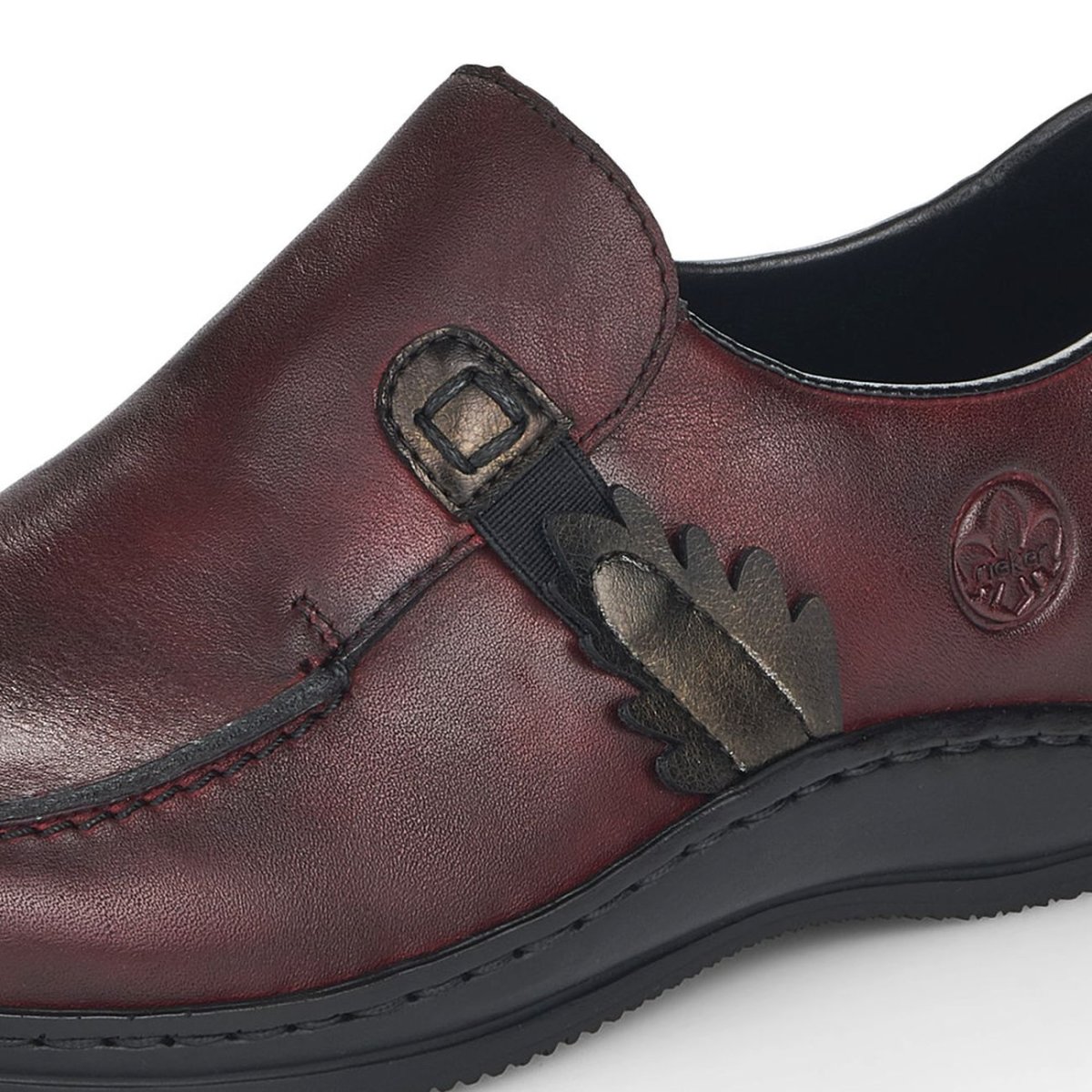 detail Dámské kožené polobotky Rieker L1759-30 vínová