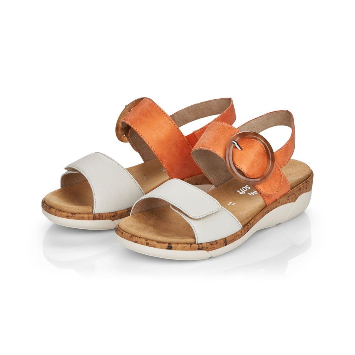 detail Dámské kožené sandály Remonte R6853-38 oranžová