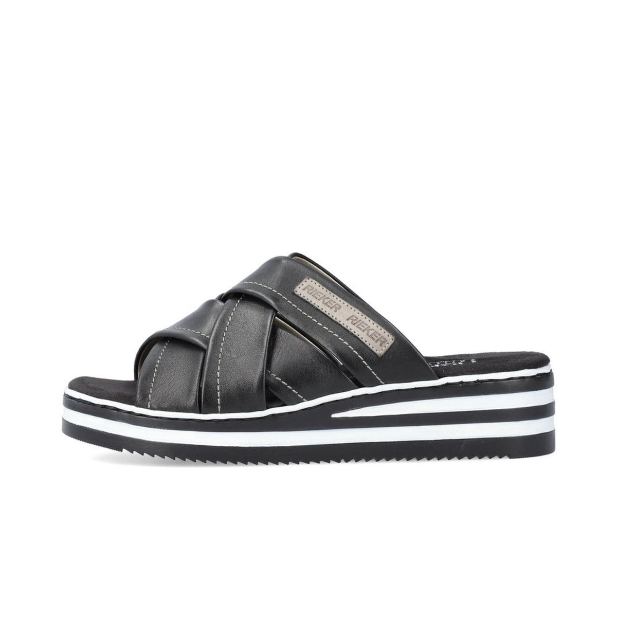 detail Dámské kožené pantofle Rieker V0250-00 černá