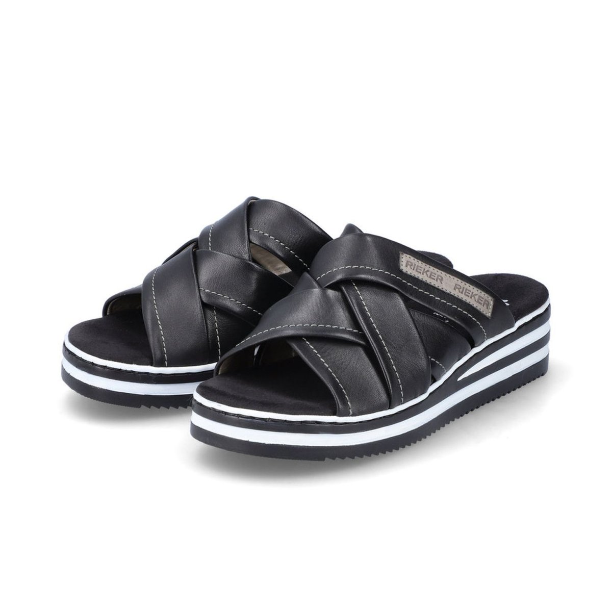 detail Dámské kožené pantofle Rieker V0250-00 černá