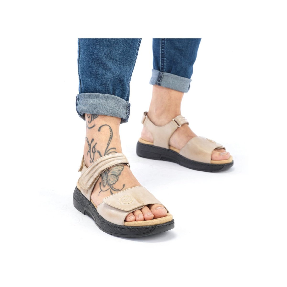 detail Dámské kožené sandály Rieker V8161-62 béžová