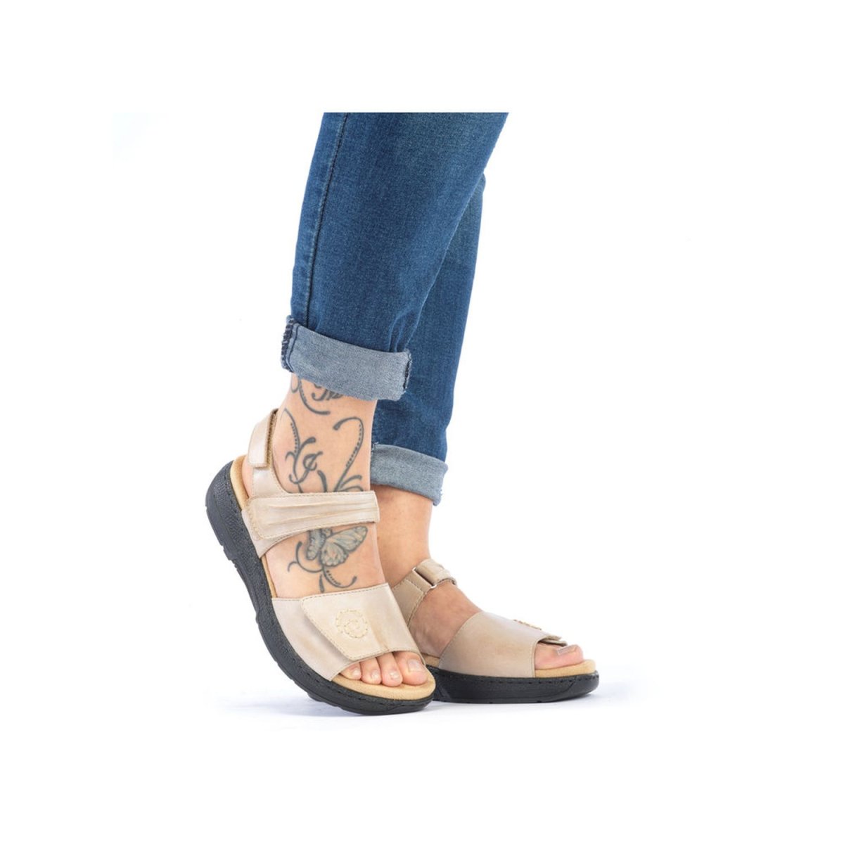 detail Dámské kožené sandály Rieker V8161-62 béžová