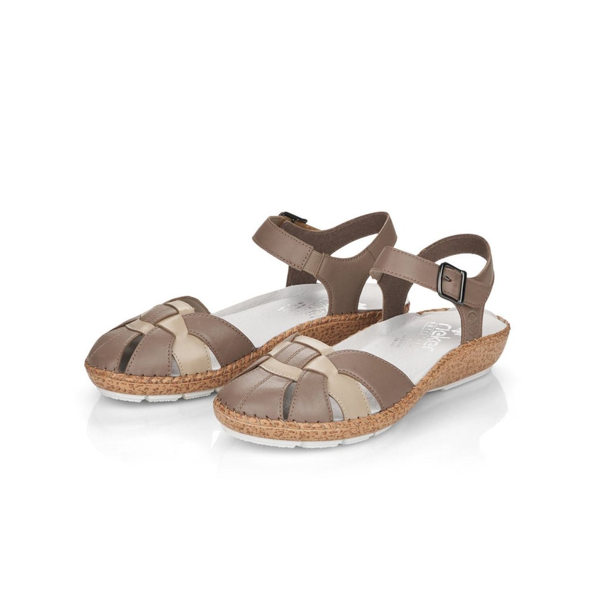 detail Dámské kožené sandály Rieker 44860-64 béžová