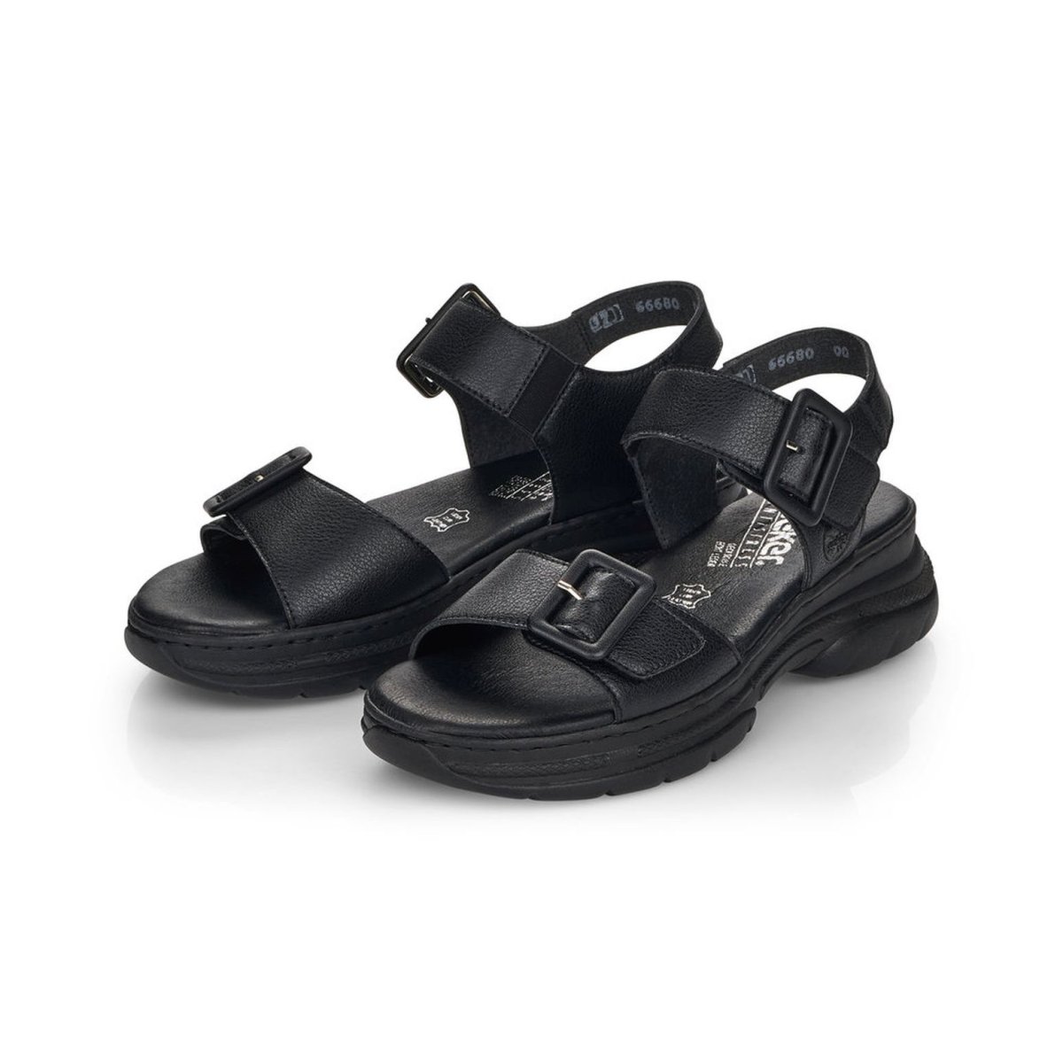 detail Dámské kožené sandály Rieker 66680-00 černá