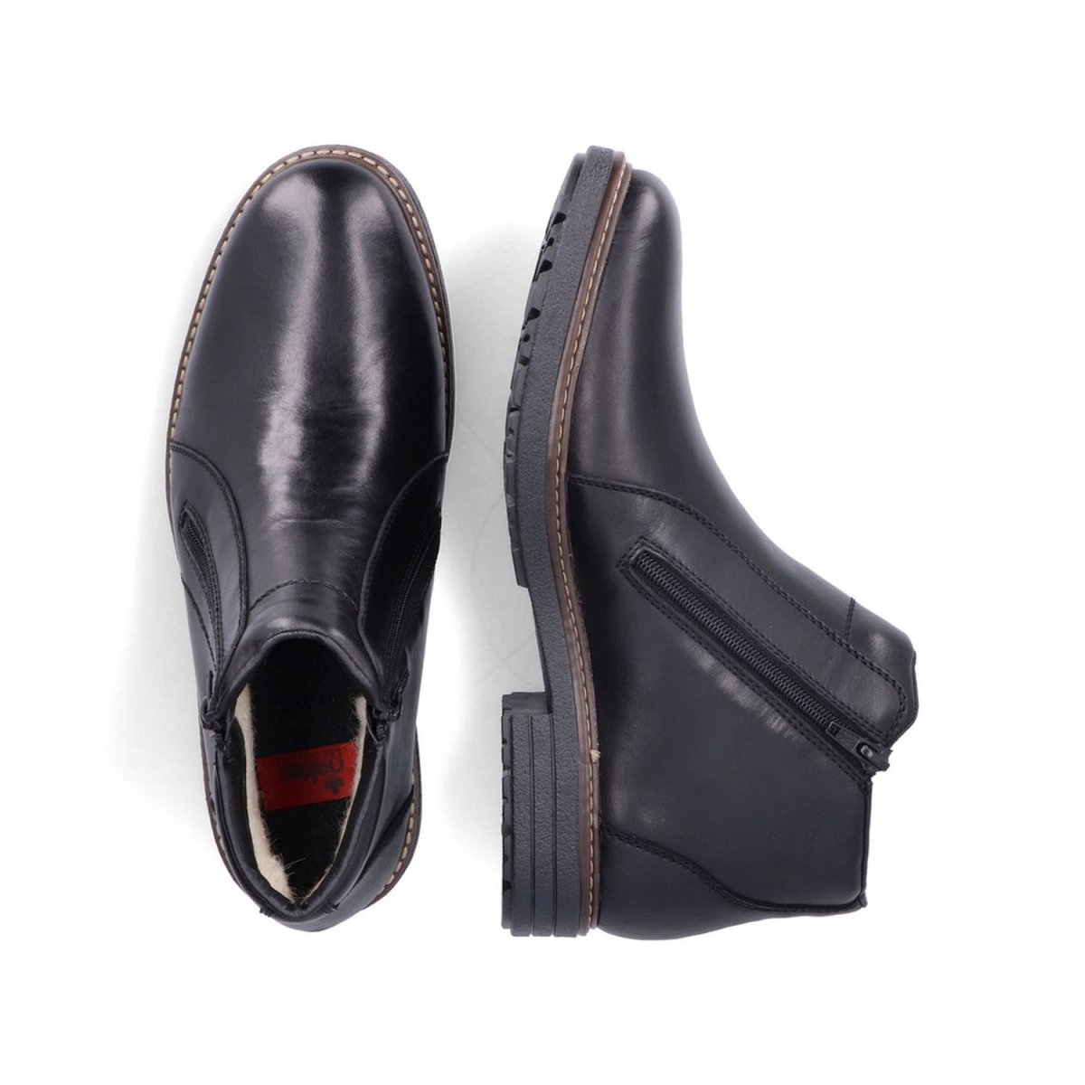 detail Pánská kožená kotníková obuv Rieker 33160-00 černá