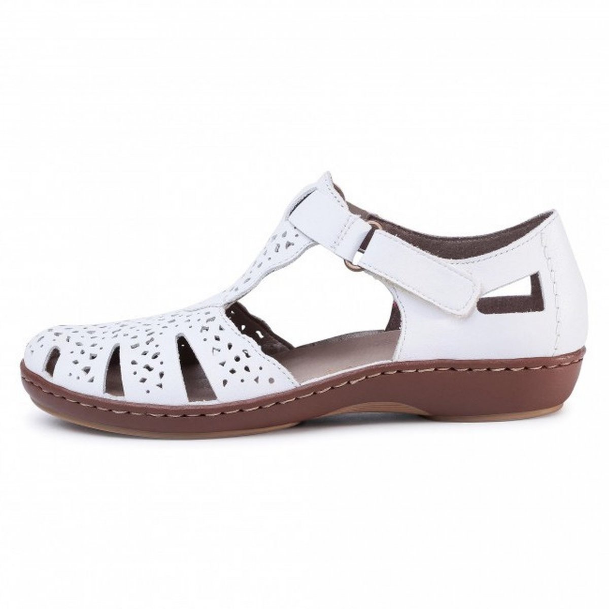 detail Dámské kožené sandály Rieker 45885-80 bílá