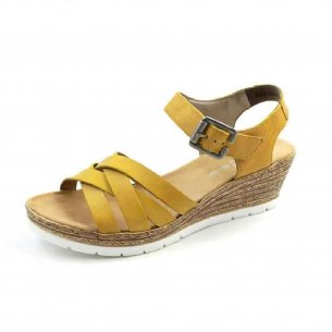 Dámské kožené sandály Rieker 61963-68 žlutá