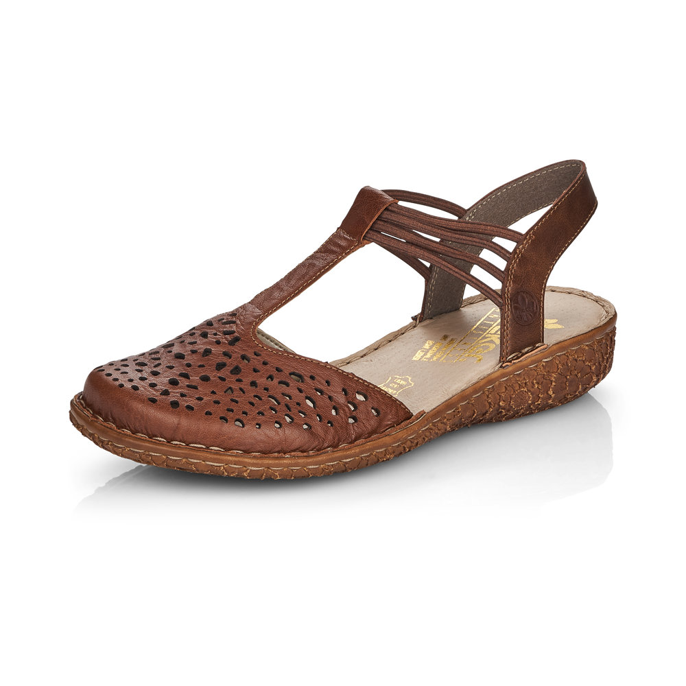 detail Dámské kožené sandály Rieker M0976-22 hnědá