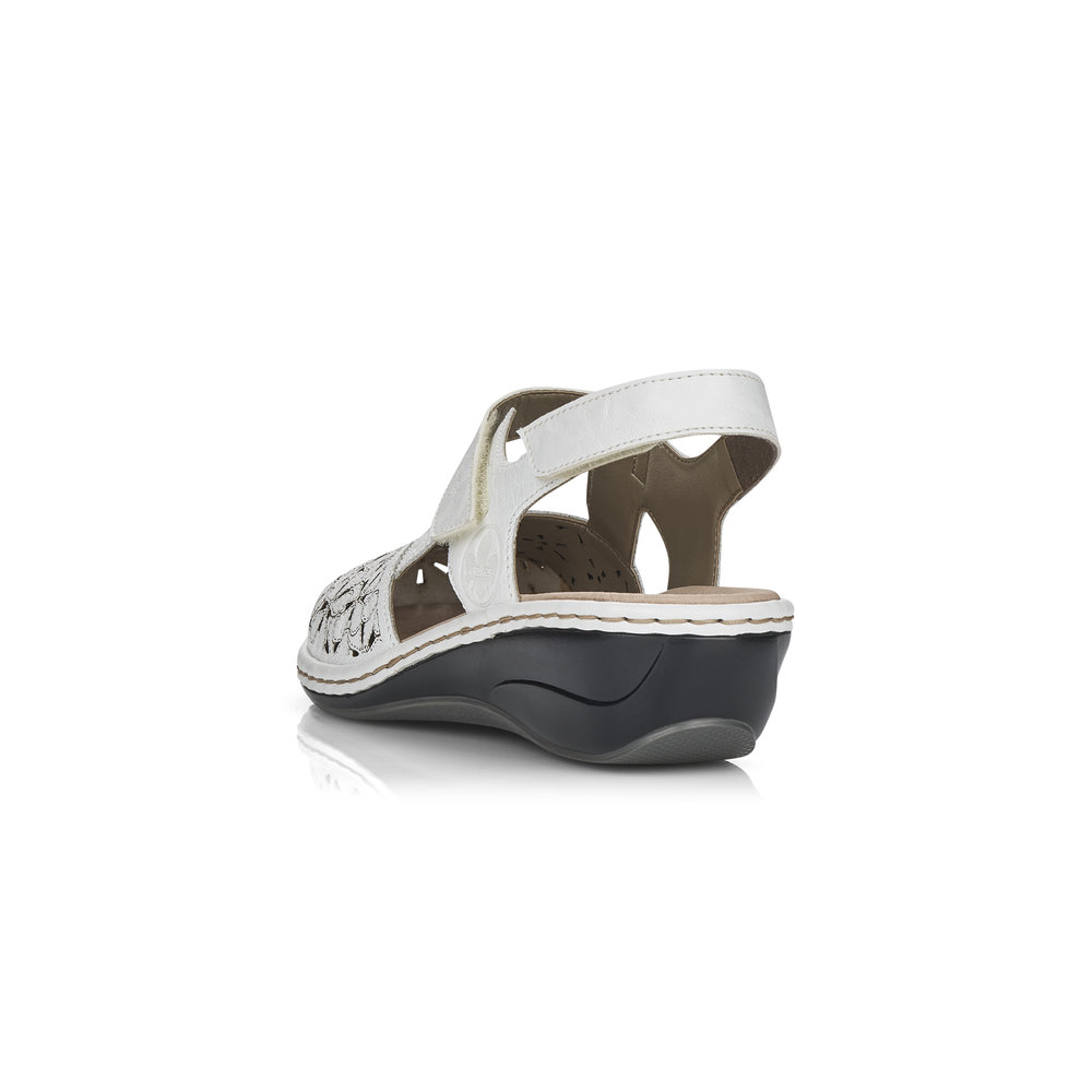 detail Dámské kožené sandály Rieker 47787-80 bílá