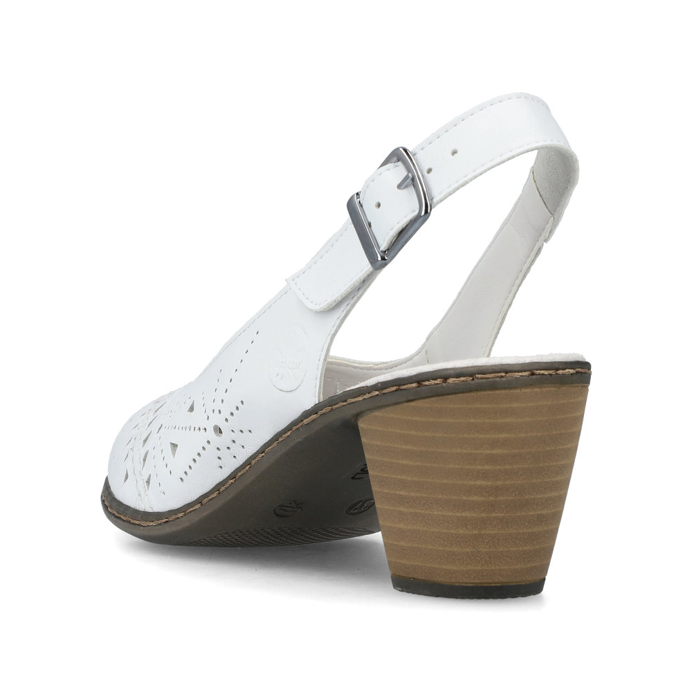 detail Dámské kožené sandály Rieker 40983-80 bílá