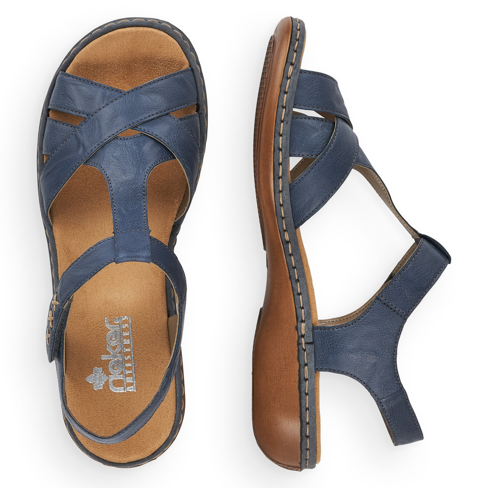 detail Dámské kožené sandály Rieker 65919-12 modrá